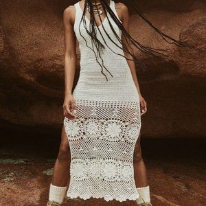 NWT Spell And The Gypsy Let The Sunshine In Crochet Dress Cream Sz L (RRP $249)